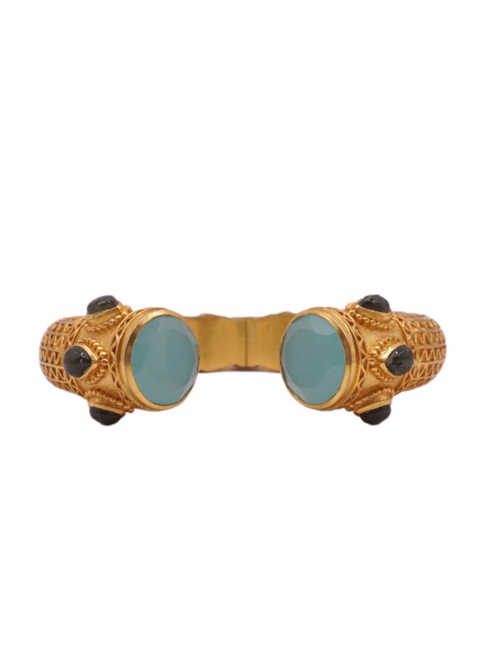 Julie Voss Gold-Tone Cuff with Turquoise and Gray stones